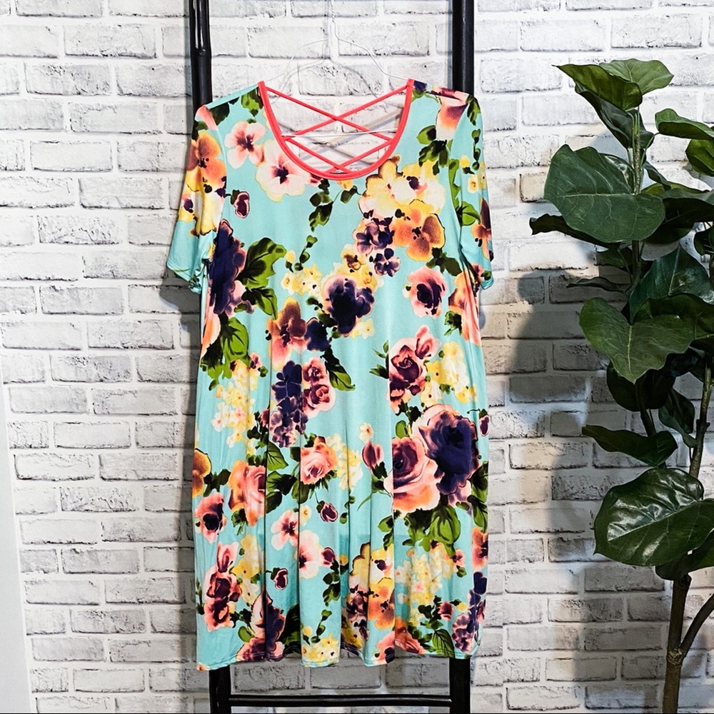 Neon Floral Dress 1X